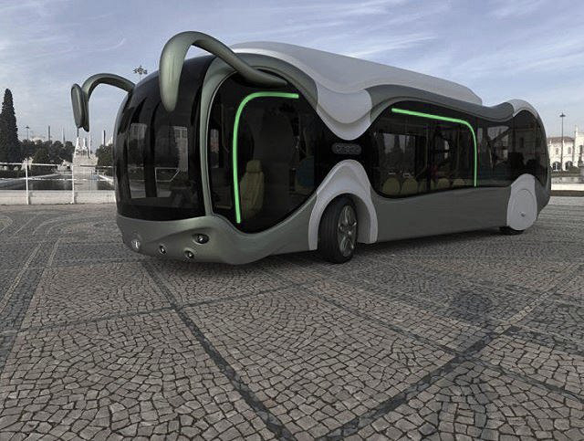 fly drvn's scalable long distance car service for group travel is the future, like this futuristic luxury motor coach.