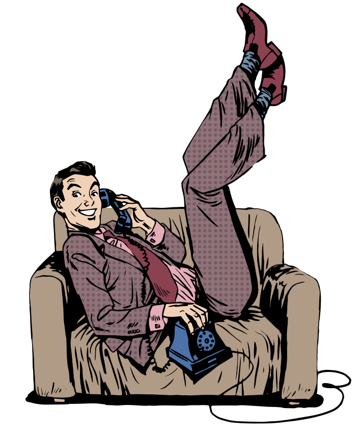 Private Car Service Reservations | Reserve Now | drvn This pop art man on the phone knows that you're in for a smooth, luxury, fully-customizable experience when you reserve car service with drvn.